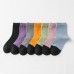 Women Winter Black Toe Solid Color Combed Cotton Dress Socks