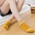 Korean women parallel lines cotton low cut cute ankle socks
