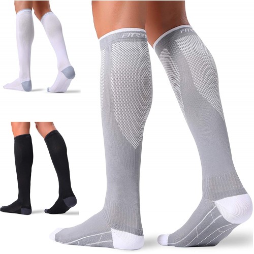 Compression Knee Socks, Unisex Calf Compression Sleeve 20-30 mmHg